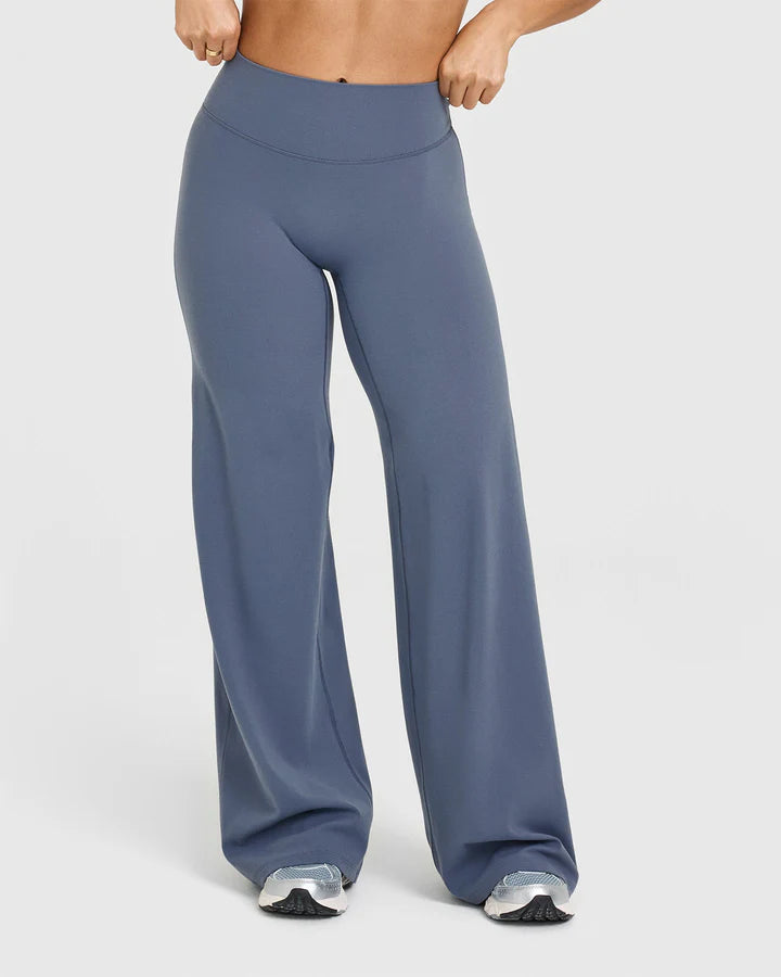 NUVR FLOW PANTS - Straight Leg Bottom - STEEL BLUE