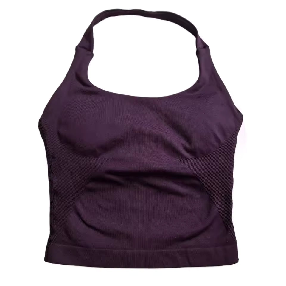Backless Yoga Shirt - Prune Purple