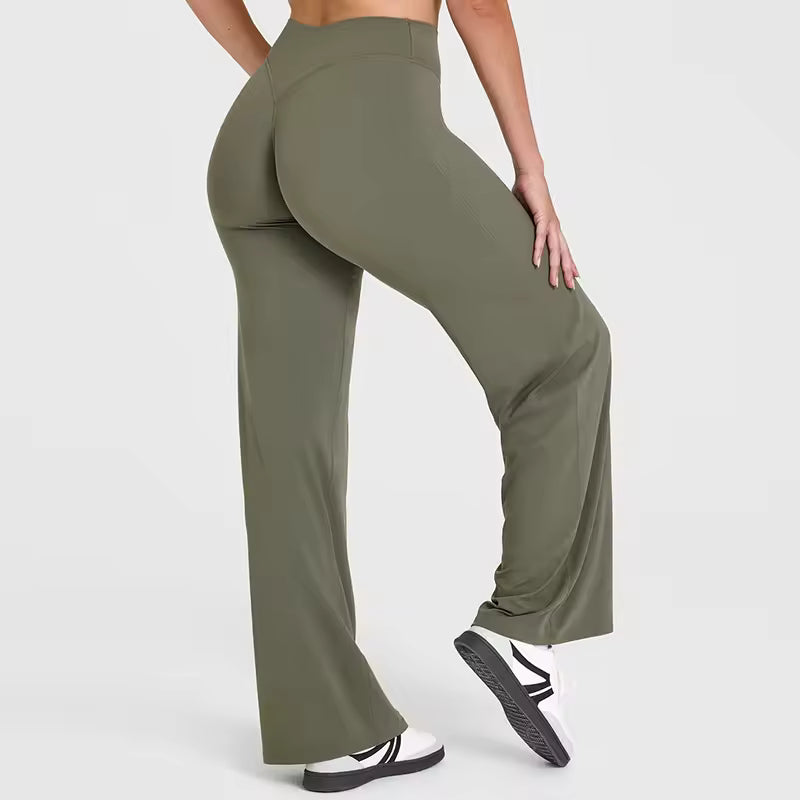 NUVR FLOW PANTS - Straigh Leg Pants - Olive Green