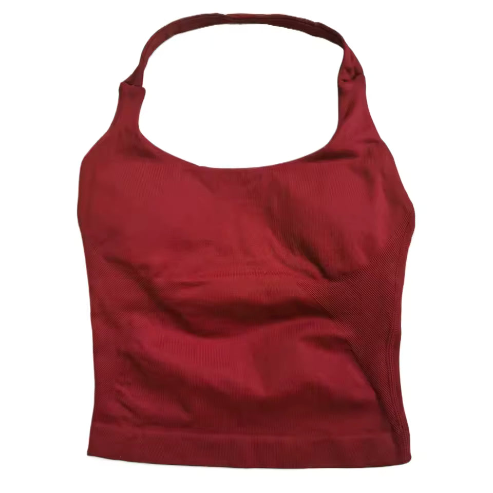 Backless Yoga Shirt - Wine Red