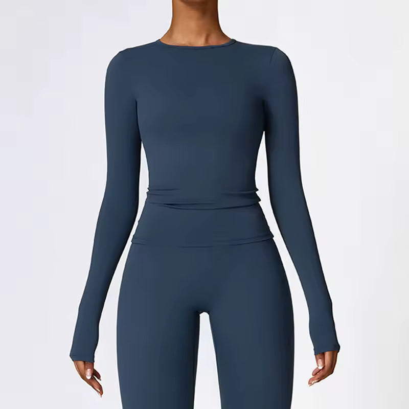 SculptHer Long Sleeve Shirt - Badge Blue