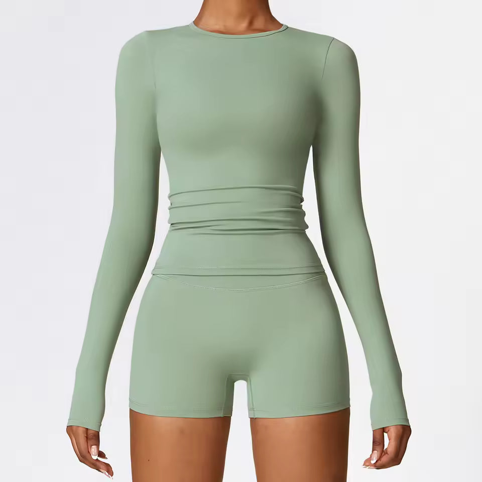 SculptHer Long Sleeve Shirt- Basil Green