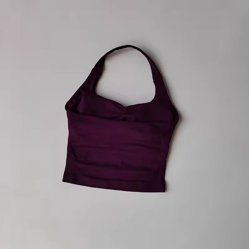Backless Yoga Shirt - Prune Purple
